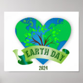 Earth Day 2024 Hart Groen Poster (Voorkant)