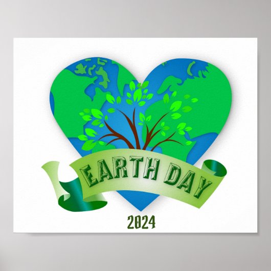 Earth Day 2024 Hart Groen Poster (Voorkant)