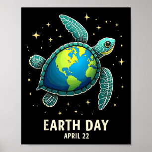 Earth Day 2025 Herstel Earth Zee Turtle Art Save T Poster