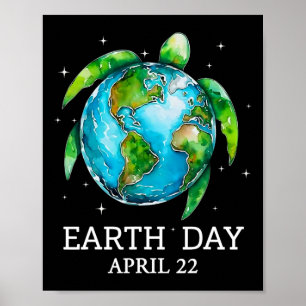 Earth Day 2025 Herstel Earth Zee Turtle Art Save T Poster