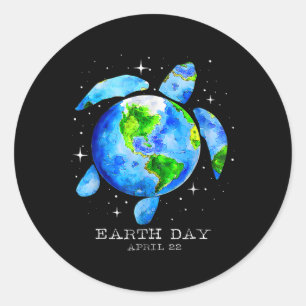 Earth Day 2025 Herstel Earth Zee Turtle Art Save T Ronde Sticker