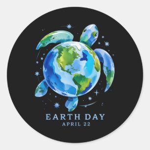 Earth Day 2025 Herstel Earth Zee Turtle Art Save T Ronde Sticker