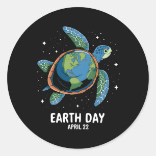 Earth Day 2025 Herstel Earth Zee Turtle Art Save T Ronde Sticker