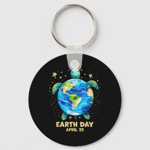 Earth Day 2025 Herstel Earth Zee Turtle Art Save T Sleutelhanger