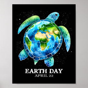 Earth Day 2025 Love Earth Zee Schildpadkunst Red d Poster