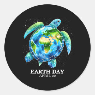 Earth Day 2025 Love Earth Zee Schildpadkunst Red d Ronde Sticker