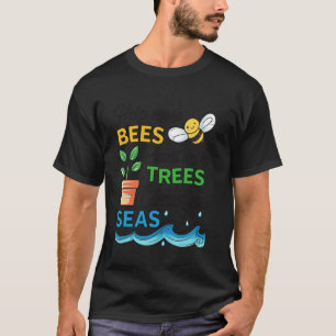 Earth Day 2025 Red Bijen Planten Bomen Schoon Zeeë T-shirt