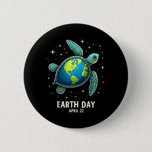 Earth Day 2025 Restore Earth Zeeschildpad Kunst Re Ronde Button 5,7 Cm