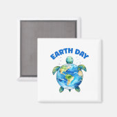 Earth Day 2025 Zee Schildpadkunst Red de planeet Magneet (Voorkant / Achterkant)