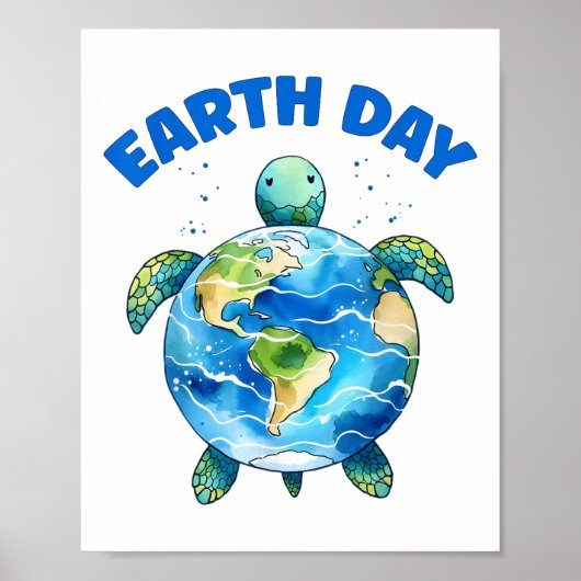 Earth Day 2025 Zee Schildpadkunst Red de planeet Poster (Voorkant)