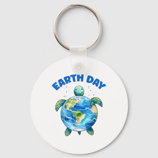 Earth Day 2025 Zee Schildpadkunst Red de planeet Sleutelhanger (Voorkant)