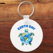 Earth Day 2025 Zee Schildpadkunst Red de planeet Sleutelhanger (Voorkant)