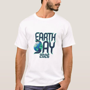 Earth Day 2026   Moderne typografie Eco Design T-shirt