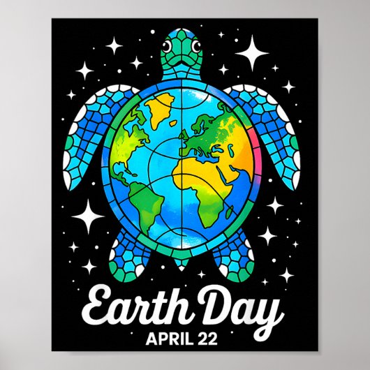 Earth Day 2026 Restore Aarde Zee Earth Day Schildp Poster (Voorkant)