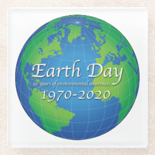 Earth Day 50 Year Jubileum 2020 Glazen Onderzetter