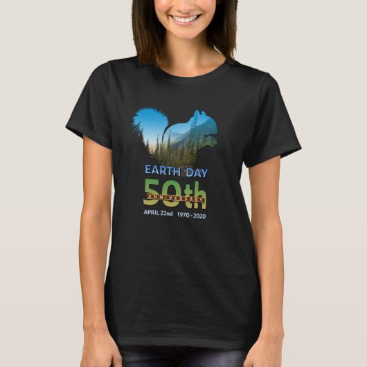 Earth Day 50e Jubileum Eekhoorn Silhouet Gif T-shirt (Voorkant)