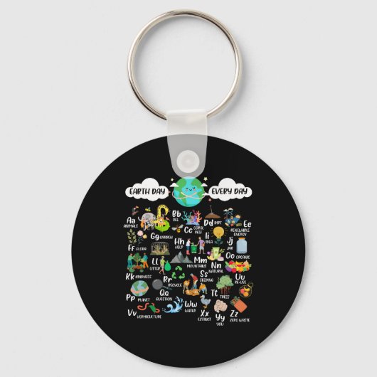 Earth Day Alphabet Teacher Student Environmental S Sleutelhanger (Voorkant)