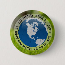 Earth Day April 22 Green Environment Button