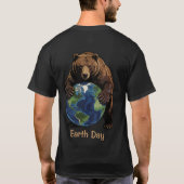 Earth Day Bear Hugging Planet Design T-shirt (Achterkant)