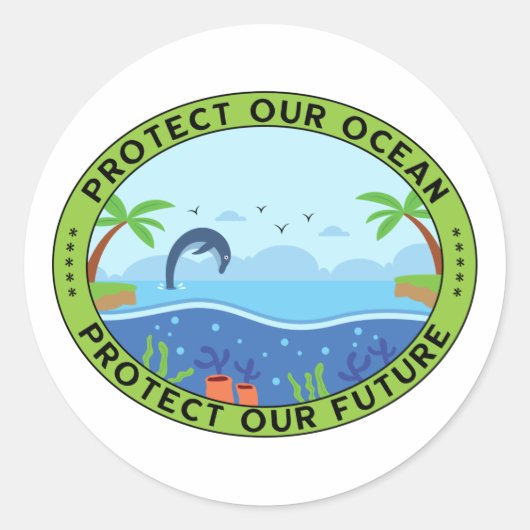 Earth Day Beschermt onze oceaan onze toekomst Ronde Sticker (Voorkant)