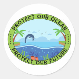 Earth Day Beschermt onze oceaan onze toekomst Ronde Sticker