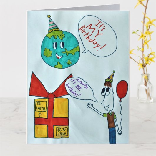 Earth Day Birthday Kaart (Gele Bloem)