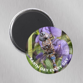Earth Day Blauwogige Darner Dragonfly op Bloem Magneet