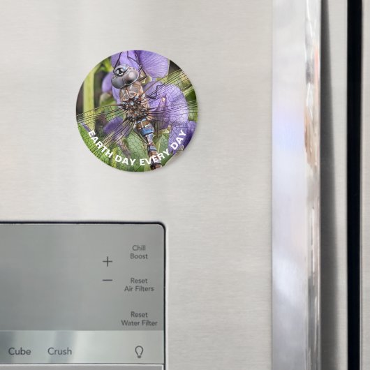 Earth Day Blauwogige Darner Dragonfly op Bloem Magneet (Insitu (Koelkast))