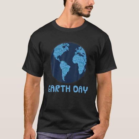 Earth Day Blue Earth Word Cloud Environmentalist G T-shirt (Voorkant)