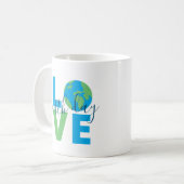 Earth Day Blue Green Love Statement Cute Graphic Koffiemok (Voorkant links)