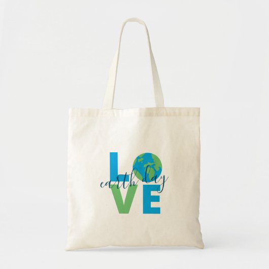 Earth Day Blue Green Love Statement Cute Graphic Tote Bag (Voorkant)