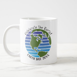 Earth Day Blue Green Wereldbol Map Planet Grote Koffiekop
