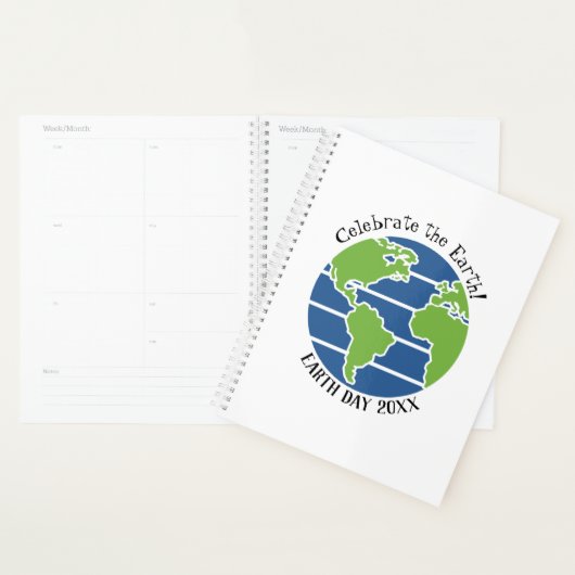 Earth Day Blue Green Wereldbol Map Planet Planner (Display)