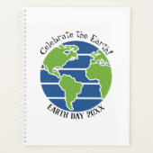 Earth Day Blue Green Wereldbol Map Planet Planner (Voorkant)