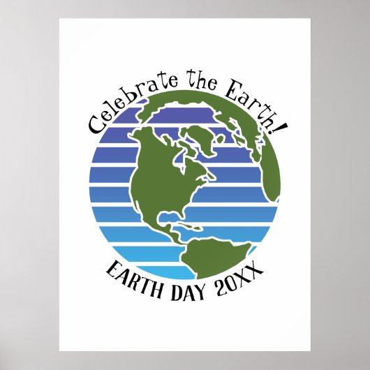 Earth Day Blue Green Wereldbol Map Planet Poster (Voorkant)