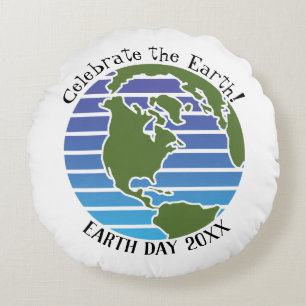 Earth Day Blue Green Wereldbol Map Planet Rond Kussen
