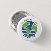 Earth Day Blue Green Wereldbol Map Planet Ronde Button 3,2 Cm (Voorkant /achterkant)