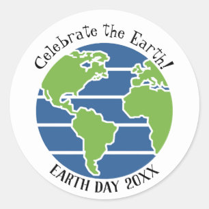 Earth Day Blue Green Wereldbol Map Planet Ronde Sticker