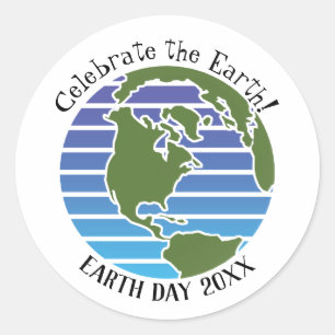Earth Day Blue Green Wereldbol Map Planet Ronde Sticker