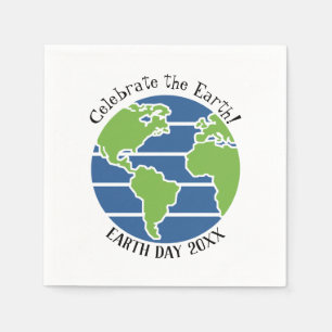 Earth Day Blue Green Wereldbol Map Planet Servet