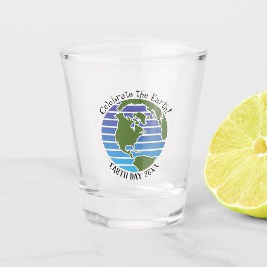 Earth Day Blue Green Wereldbol Map Planet Shot Glas (Voorkant)