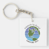 Earth Day Blue Green Wereldbol Map Planet Sleutelhanger (voorkant)