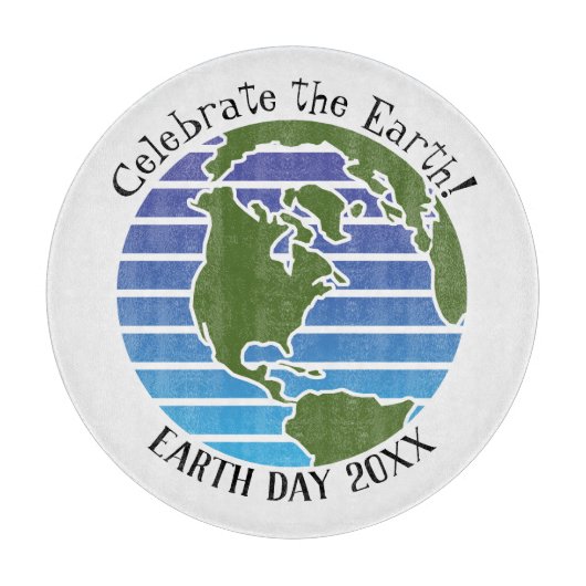 Earth Day Blue Green Wereldbol Map Planet Snijplank (Voorkant)
