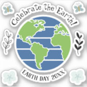 Earth Day Blue Green Wereldbol Map Planet Sticker (Voorkant)