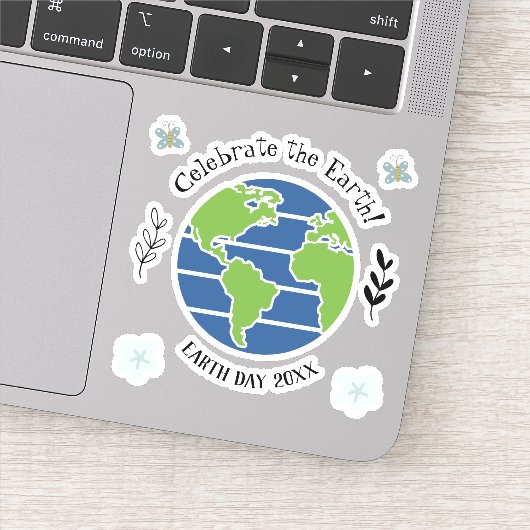 Earth Day Blue Green Wereldbol Map Planet Sticker (Detail)