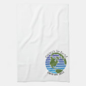Earth Day Blue Green Wereldbol Map Planet Theedoek (Verticaal)