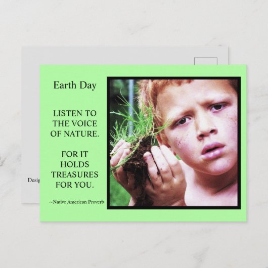 Earth Day Boy met vuil Briefkaart (Voorkant / Achterkant)