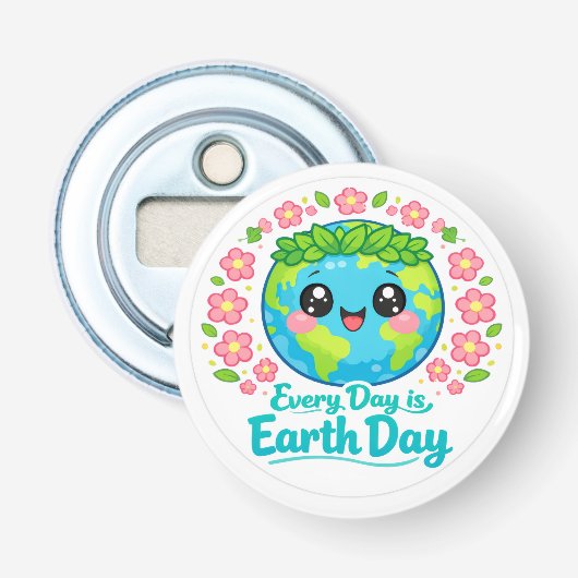 Earth Day Button Bottle Opener (Voorkant)