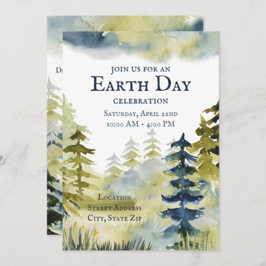 Earth Day Celebration Boomplant Waterverf Kaart (Voorkant / Achterkant)