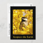 Earth Day Chickadee Bird Flowers Briefkaart (Voorkant / Achterkant)